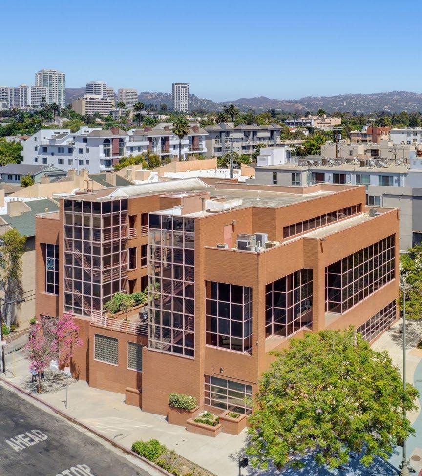 Aerial view of the 10495 Santa Monica Blvd building and rooftop