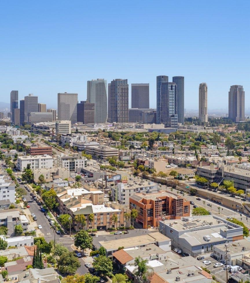 Aerial looking east from the property toward the Century City skyline